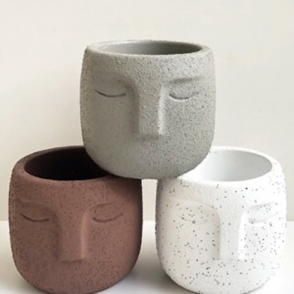 Set of 3 Boho Abstract Face Succulent Planters - Picture 7 of 7